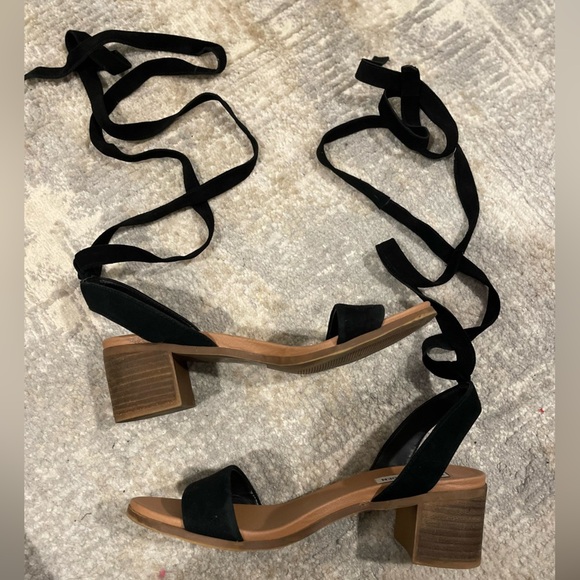 Steve Madden Adrianne Adjust Tie-Up Sandals Leather Upper Size 8.5M Black - Picture 5 of 11